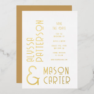Invitation En Aluminium Elegant Gold Enregistrer le Mariage Date