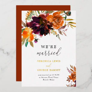 Invitation En Aluminium Elégant Gold Fall Floral Rustic Mariage Réception