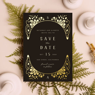 Invitation En Aluminium Elégant Gold Foil Art Nouveau Foil Enregistrer la 