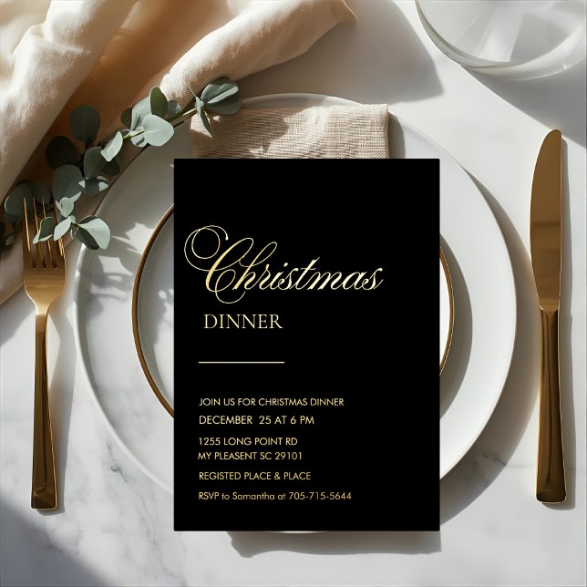 Invitation En Aluminium Elegant Gold Foil Christmas Dinne (Créateur téléchargé)