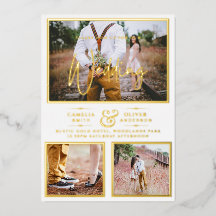 Elégant GOLD FOIL Photo Collage Mariage blanc