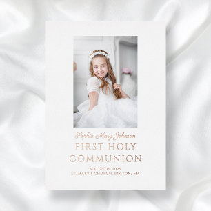 Invitation En Aluminium Elégant Gold Foil Photo Girl First Communion