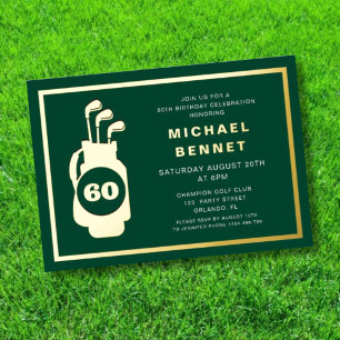 Invitation En Aluminium Elegant Golf Vert 60e Anniversaire