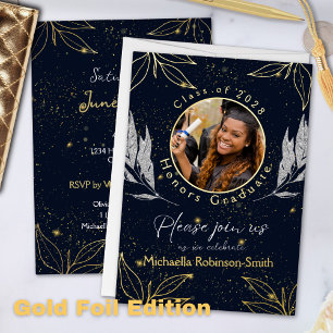 Invitation En Aluminium Élégant Graduation Party Marine Gold Foil Invitati