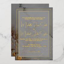 Elégant Gris Mariage d'encre d'alcool or