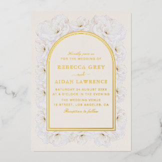 Invitation En Aluminium Elegant Ivory Floral with Gold Arch Frame wedding