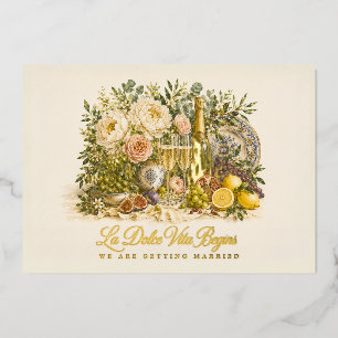 Invitation En Aluminium Élégant La Dolce Vita Mariage Italien Feuille D'Or