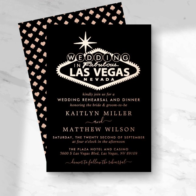 Invitation En Aluminium Elégant Las Vegas Destination Mariage Rehearsal (Créateur téléchargé)