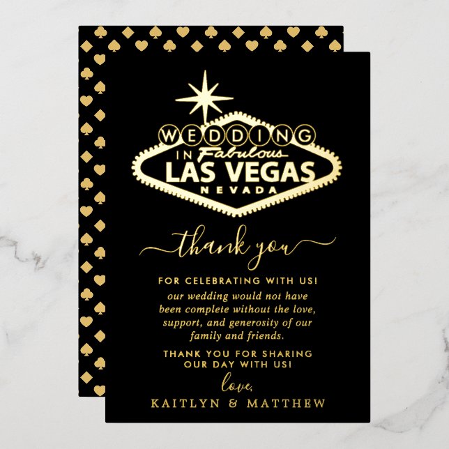 Invitation En Aluminium Elégant Las Vegas Destination Merci de mariage (Recto/Verso)