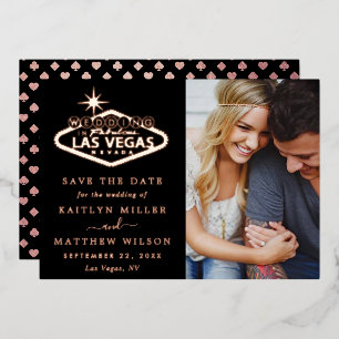 Invitation En Aluminium Elégant Las Vegas Photo Mariage Enregistrer La Dat