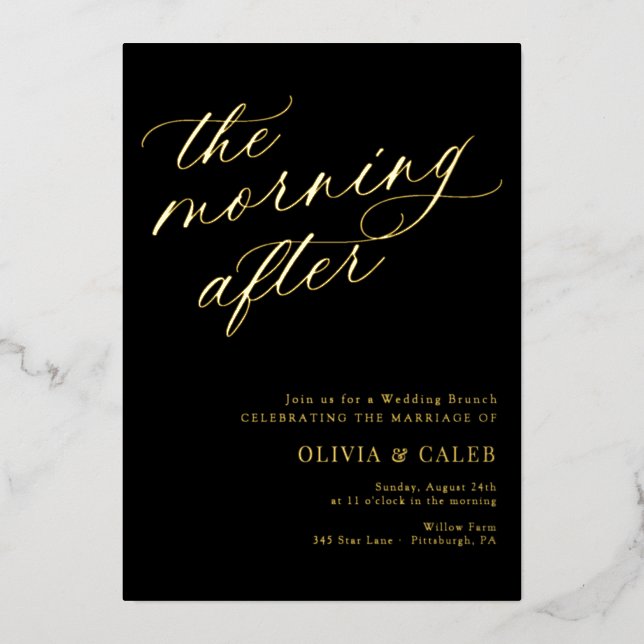 Invitation En Aluminium Élégant Le Matin Après Brunch Mariage (Recto)