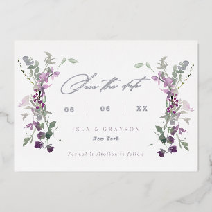 Invitation En Aluminium Elégant Lilac Fleurs sauvages Mariage Enregistrer 