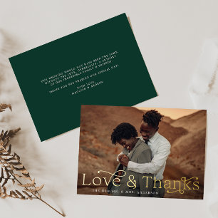 Invitation En Aluminium Elegant Love et Merci Green Photo Mariage