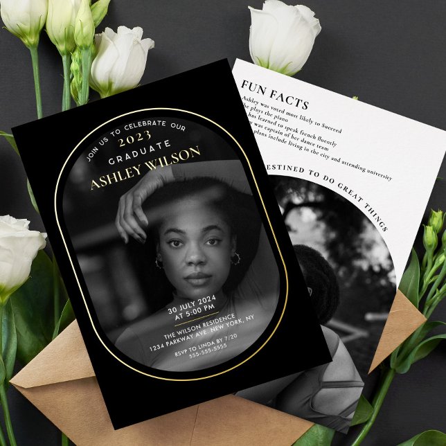 Invitation En Aluminium Elégant Luxe Photo Graduation (Créateur téléchargé)