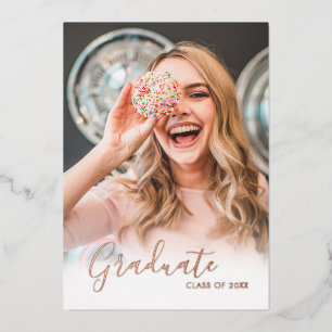 Invitation En Aluminium Elegant Luxe Photo Rose Gold Graduate Foil Invita