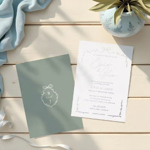 Invitation En Aluminium Élégant Mariage à main verte et à ruban