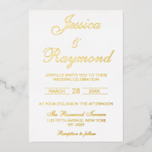 Invitation En Aluminium Élégant Mariage blanc et or