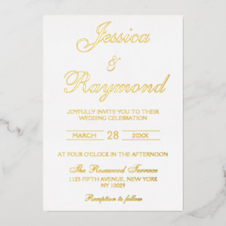 Invitation En Aluminium Élégant Mariage blanc et or