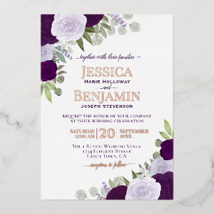 Invitation En Aluminium Élégant Mariage Bohème Floral avec Or Rose