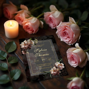 Invitation En Aluminium Élégant Mariage botanique Gold Foil