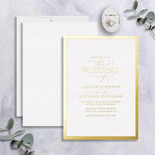 Invitation En Aluminium Élégant Mariage Calligraphie Moderne avec Feuille 