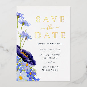Invitation En Aluminium Élégant mariage champêtre or bleu marine