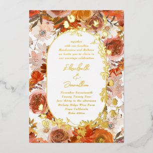 Invitation En Aluminium Elégant Mariage d'abondance de la couronne or