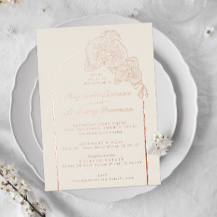 Invitation En Aluminium Élégant Mariage d'arc d'orchidée Gold Foil