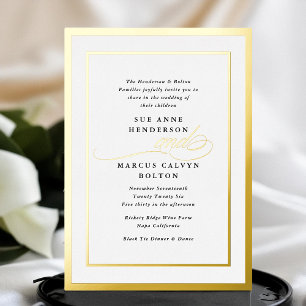 Invitation En Aluminium Élégant Mariage de cadre d'or de calligraphie form