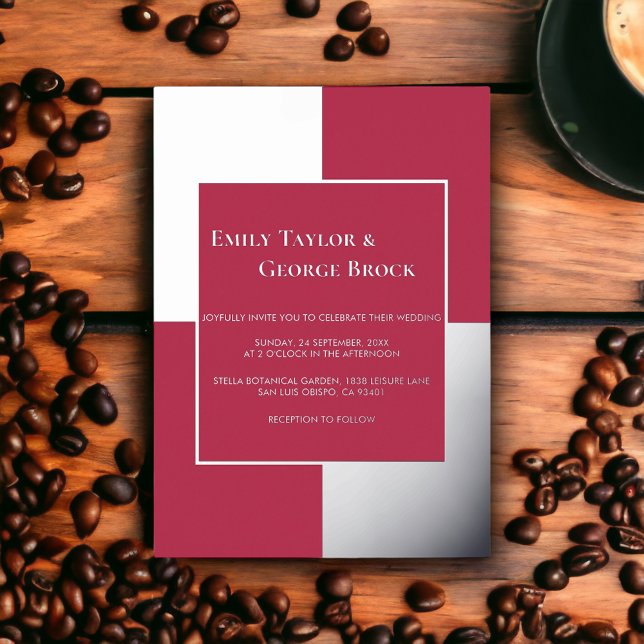 Invitation En Aluminium Élégant Mariage de cadre Magenta Script Argent De  (Créateur téléchargé)