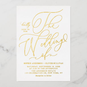 Invitation En Aluminium Élégant Mariage de calligraphie Whimsical Pressé