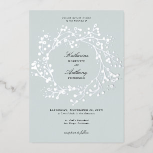 Invitation En Aluminium Élégant Mariage de courge de Berry à glace vert hi