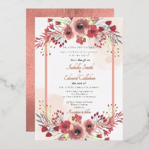 Invitation En Aluminium Élégant Mariage de couronne de corail Peony Floral