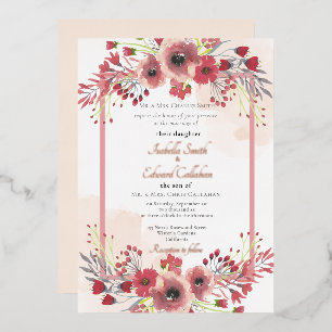Invitation En Aluminium Elégant Mariage de couronne de corail Peony Floral
