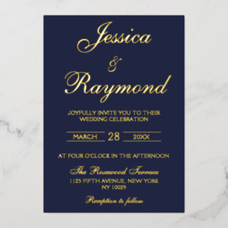 Invitation En Aluminium Élégant Mariage de flacon bleu et or de la marine