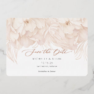 Invitation En Aluminium Elégant mariage de pivoine beige enregistrer les c