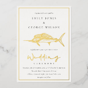 Invitation En Aluminium Élégant Mariage de poisson de marline vert de la g