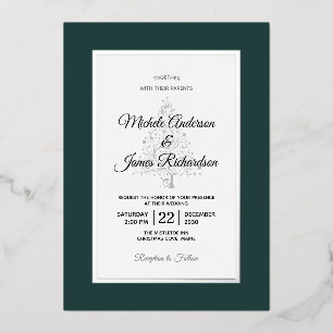 Invitation En Aluminium Élégant Mariage de vacances Emerald Silver