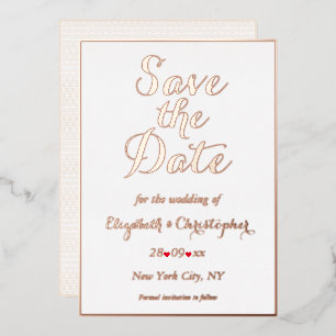 Invitation En Aluminium Élégant mariage d'or rose blanche Enregistrer la d