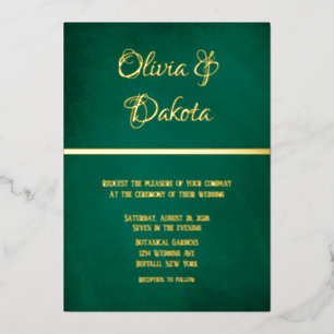 Invitation En Aluminium Élégant Mariage Émeraude Vert Et Or
