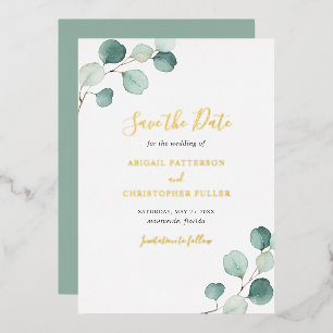 Invitation En Aluminium Elégant Mariage Eucalyptus Enregistrer La Date