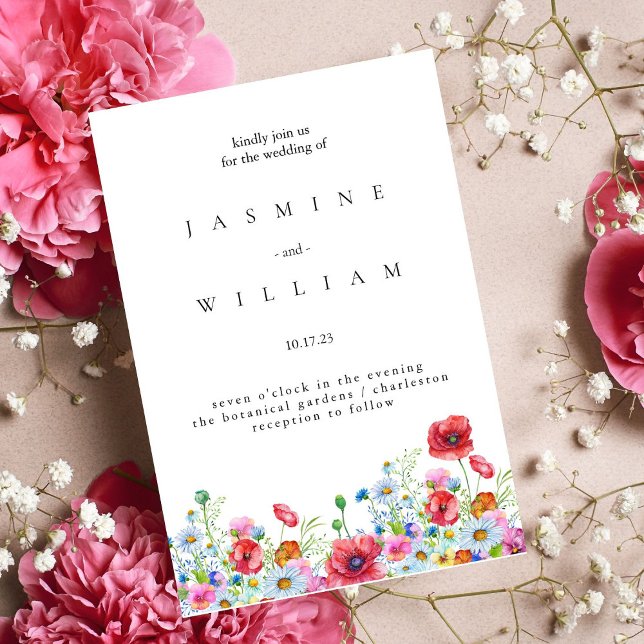 Invitation En Aluminium Elégant Mariage floral neutre (Créateur téléchargé)