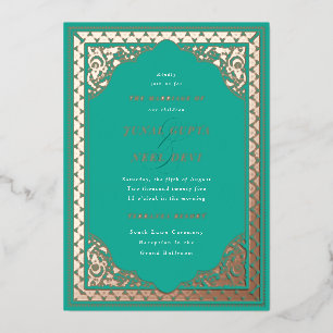 Invitation En Aluminium Élégant Mariage indien du cadre de l'ornement hind