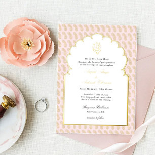 Invitation En Aluminium Élégant mariage indien Ganesh rose et or