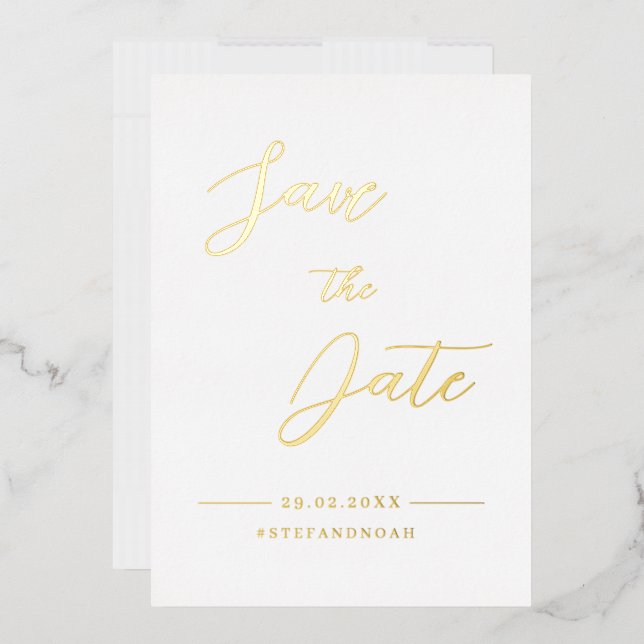 Invitation En Aluminium Élégant Mariage Minimaliste Moderne à Faire Savoir (Enveloppe)