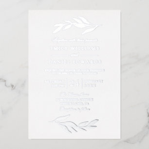 Invitation En Aluminium Elégant Mariage moderne feuille d'huile argent