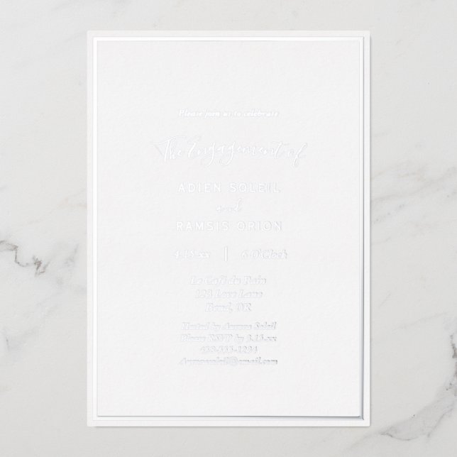 Invitation En Aluminium Élégant Mariage Moderne Fiançailles Fête Argent (Recto)