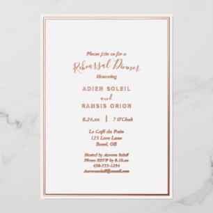 Invitation En Aluminium Élégant Mariage moderne répétition dîner Rose or