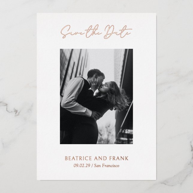 Invitation En Aluminium Élégant Mariage moderne simple Enregistrer la date (Recto)