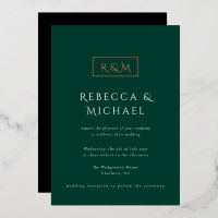 Élégant Mariage Monogramme Emerald Green